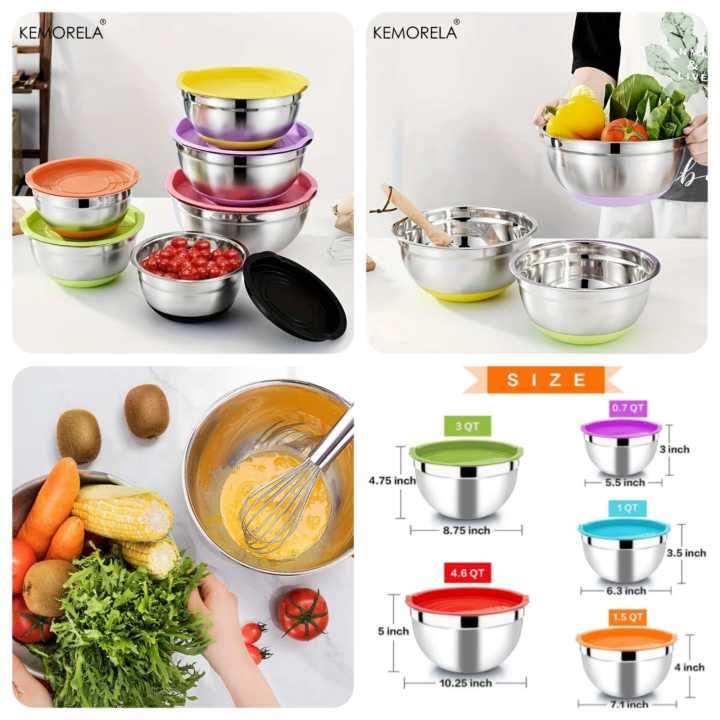 5 Pcs Stainless Steel Colourful Bowl Set