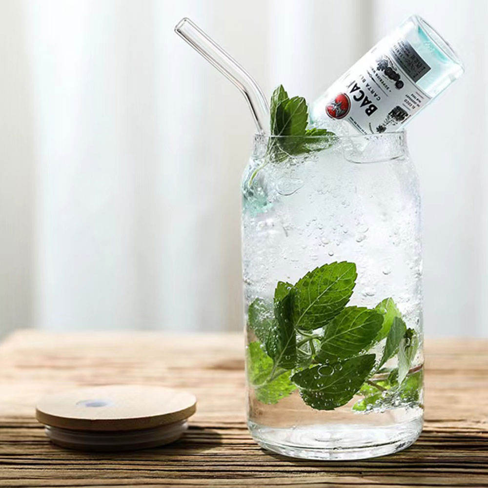 Glass Tumbler with Glass Straw