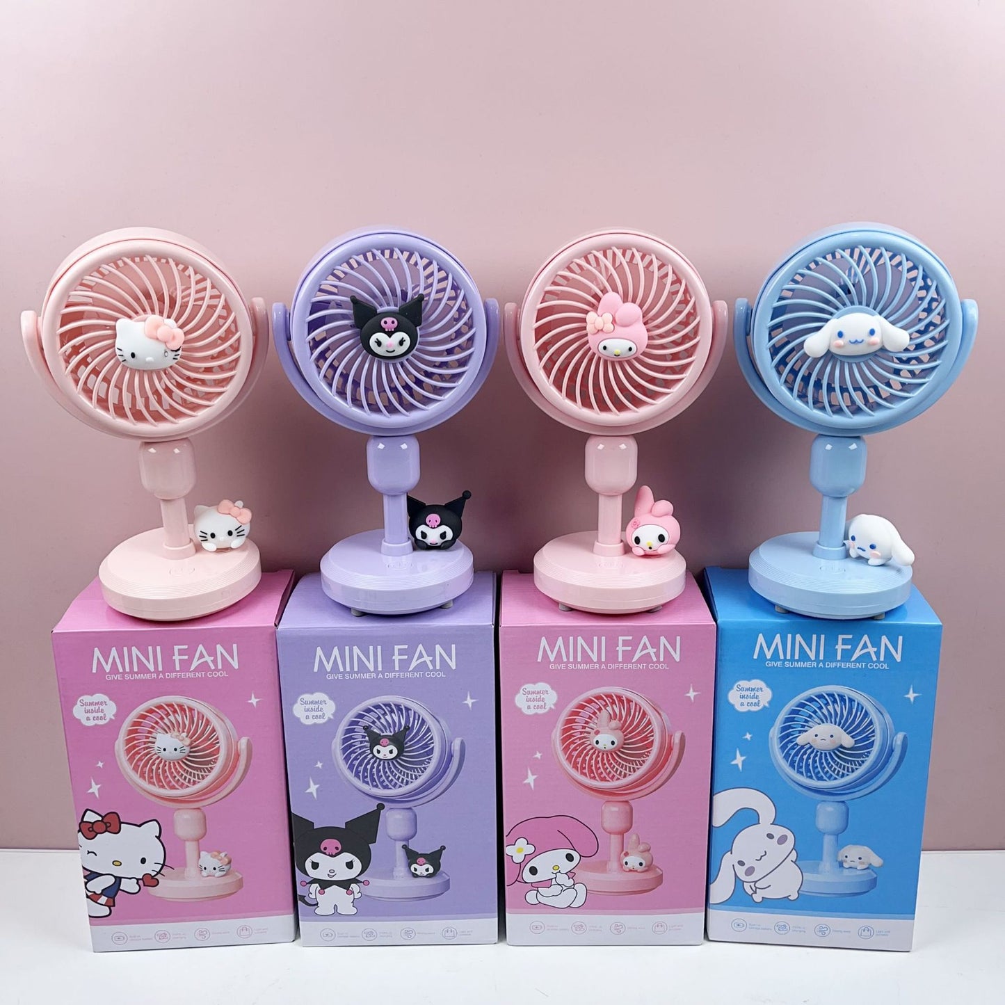 Sanrioed Mini Fan Cartoon Cute Kulomi Melodi 3 Speed USB Charging Handheld Electric Desktop Fan for Summer