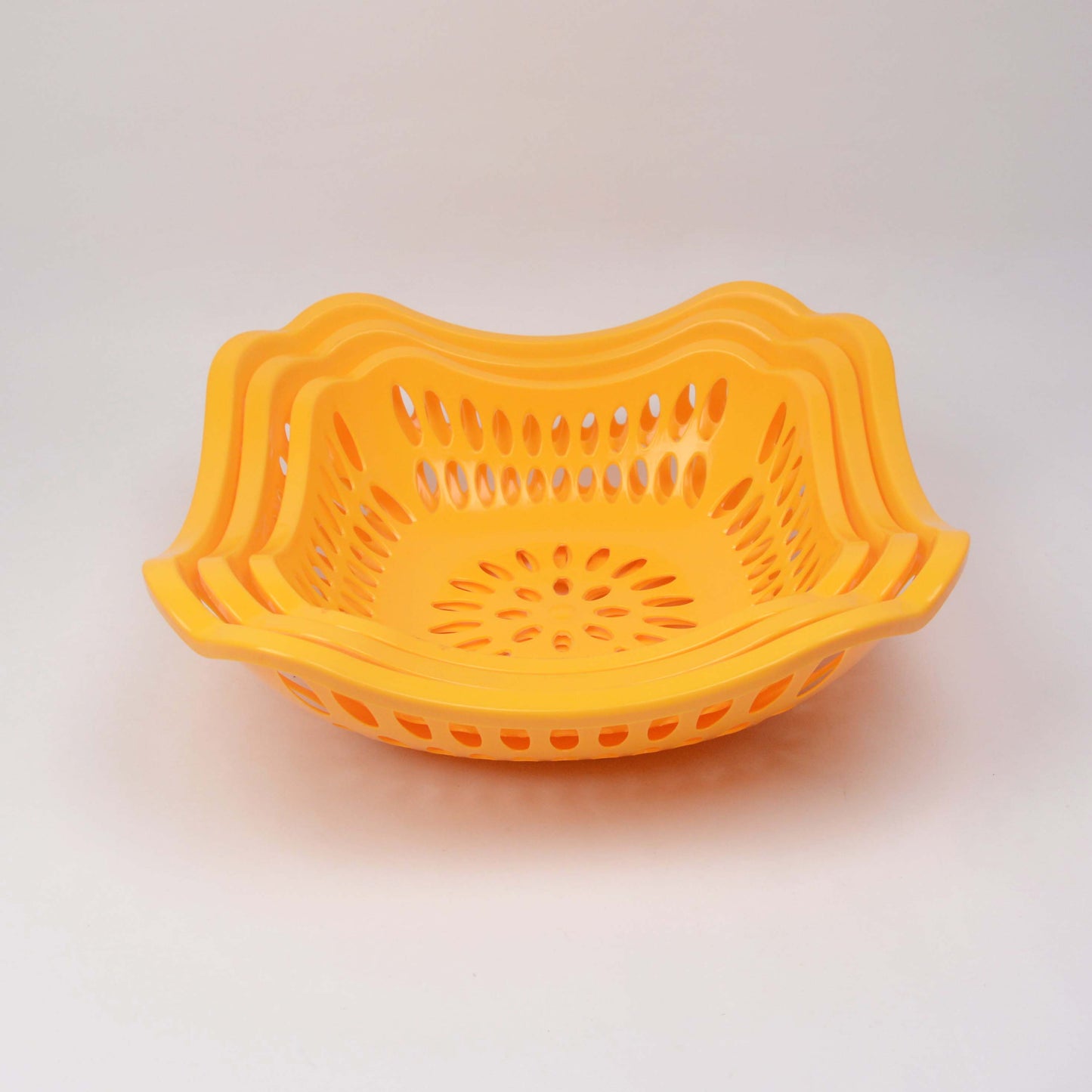 Pack of 3 Stylish Plastic Basket for Fruits and Vegetables Tokri Set for Kitchen Organizer Multi Purpose Good Material