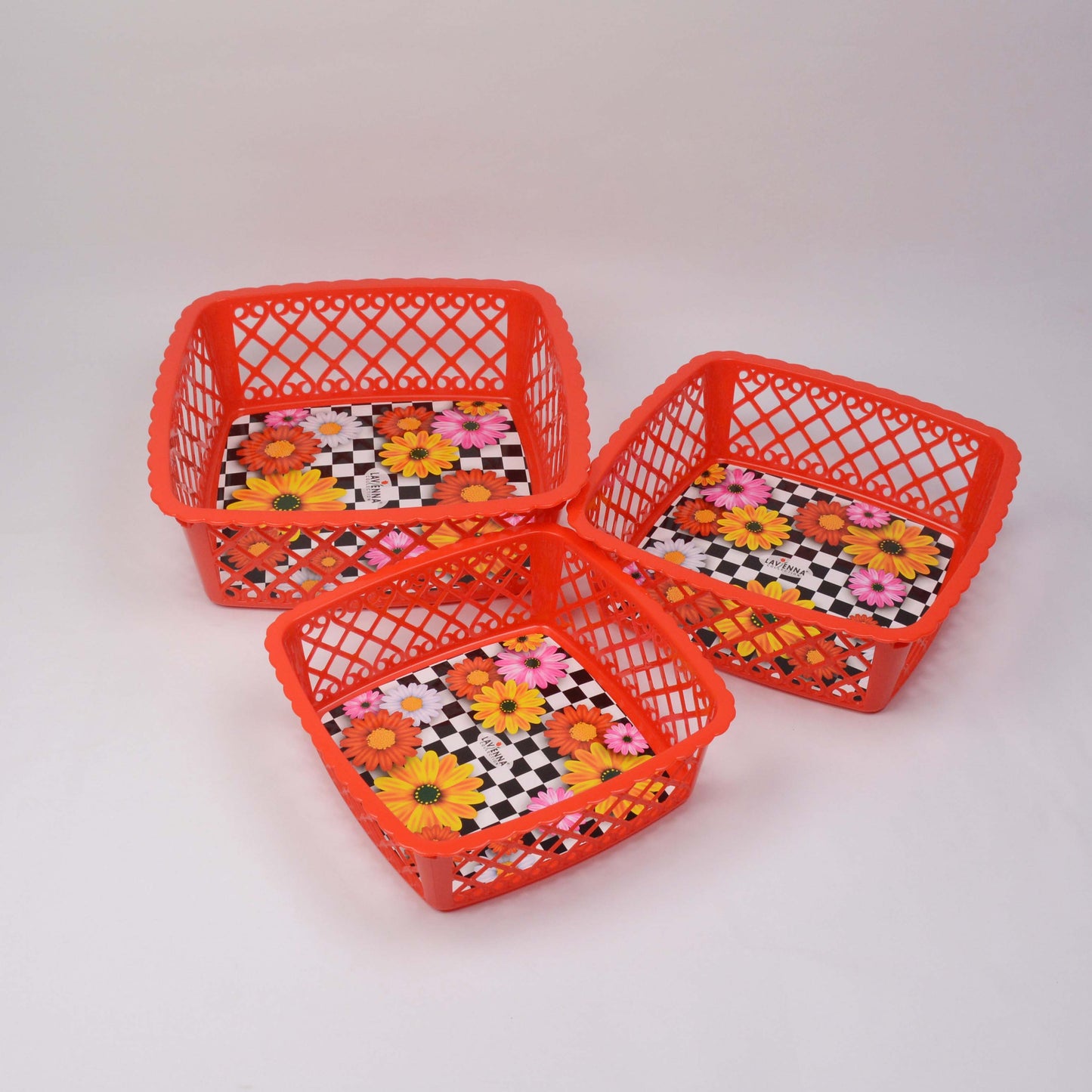 3-Piece Knit Plastic Fruit Basket | Multipurpose Basket for Fruits & Vegetables