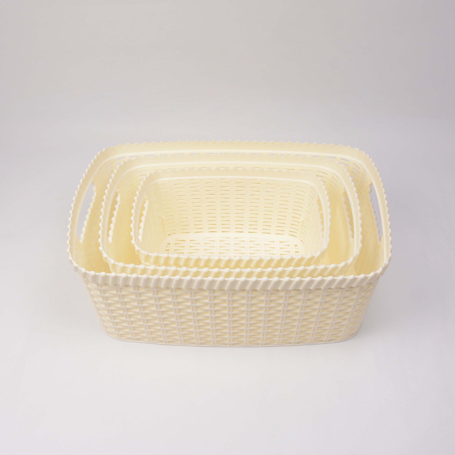 Kiwi Knit Fruit Basket Pack Of 3pcs Plastic Rectangular Shape Set