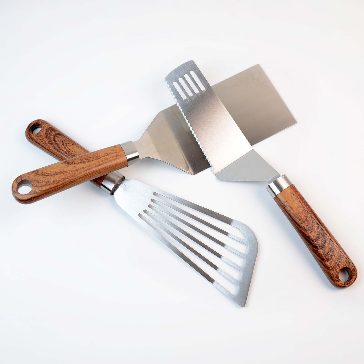 3pcs Stainless Steel Metal Spatula Set Slotted Turner