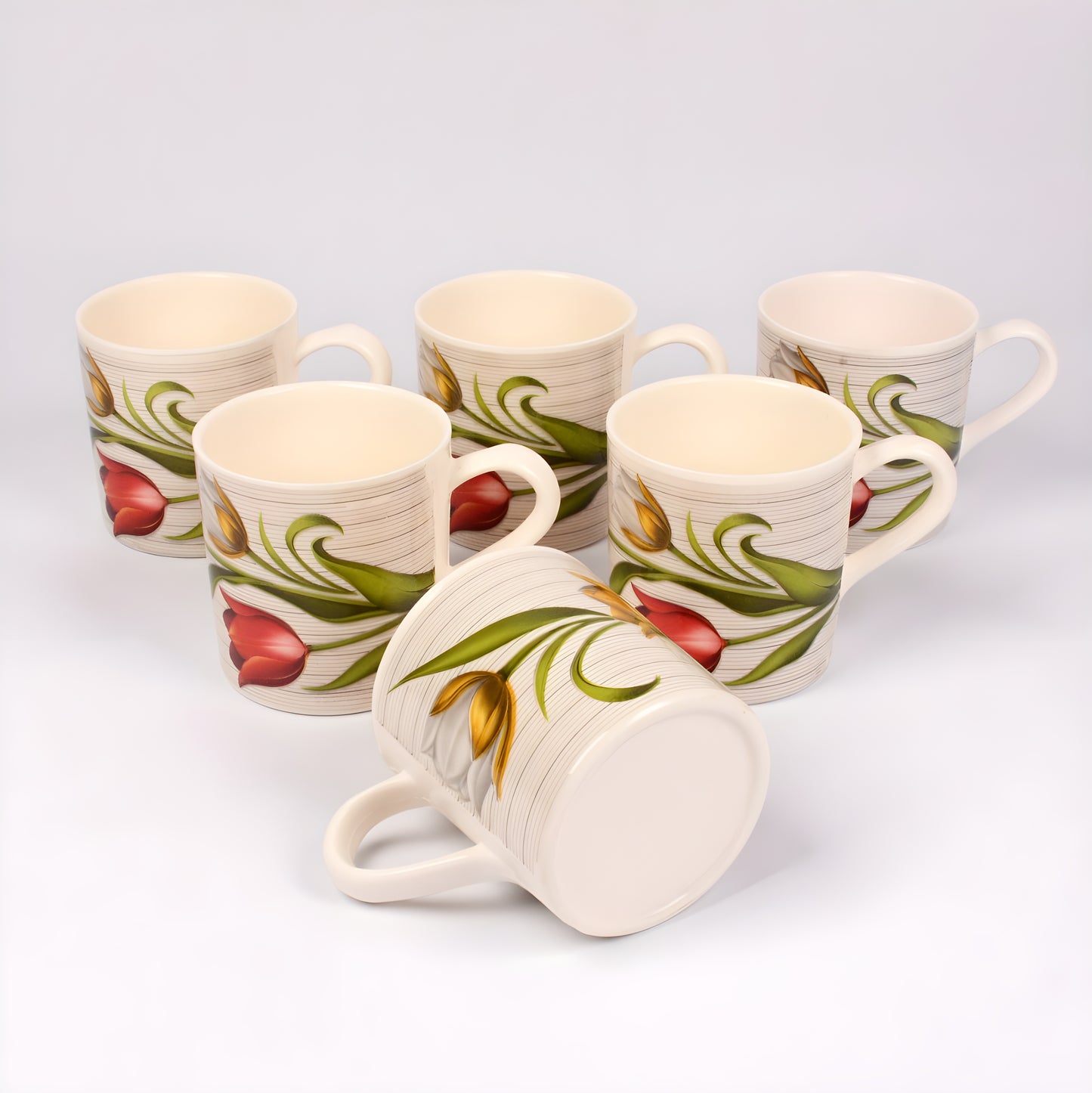 Melamine Coffee Cups of 6, 12oz Camping Mug with Handle, Lightweight and Unbreakable Cups kind to kids, Reusable Mugs Set for Tea, Dishwasher Safe, Ideal for Party RV Gift