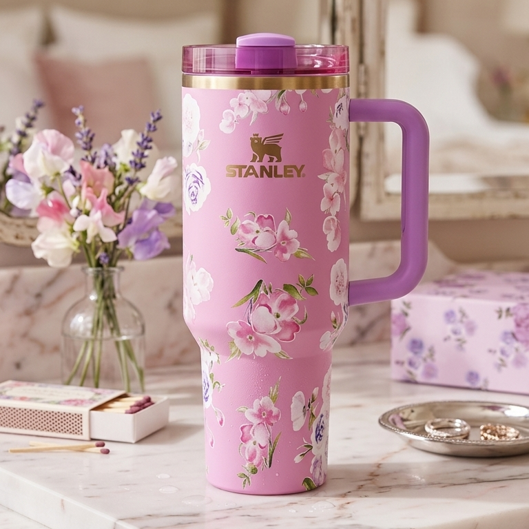 Floral Stanley Cup Stainless Steel Vacuum Insulated Tumbler Ice Coffee Cup