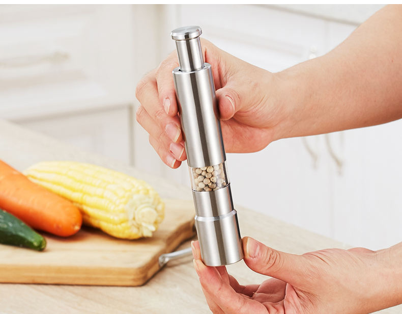 Beeman Mill Salt Grinder Cereals Herb Pepper Spice Adjustable Kitchen Grinding Kitchen Tools Thumb Push Pepper Mill