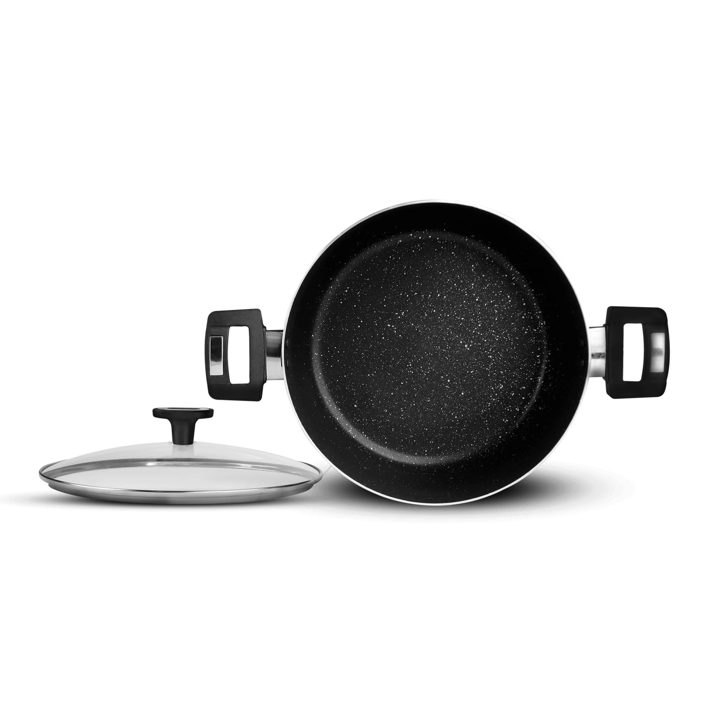 Chef Best Aluminum Non Stick Kitchen Set 15 Pcs New Arrival Cookware Set - Marble Coating 330 Black