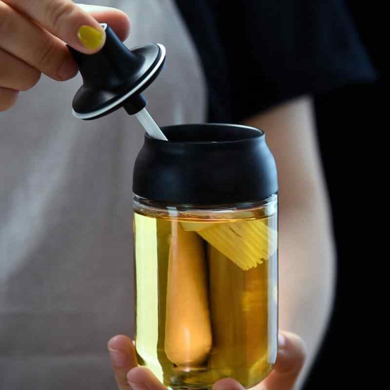 Olive Oil Glass bottle dispenser Spice Bottles Jars Seasoning Only Spoon Lid Seal Sauce Kitchen Storage Organization