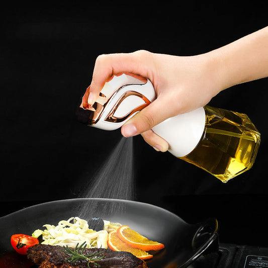 Press Spray Oil Bottle BBQ Glass Bottle Home Kitchen Storage Jar