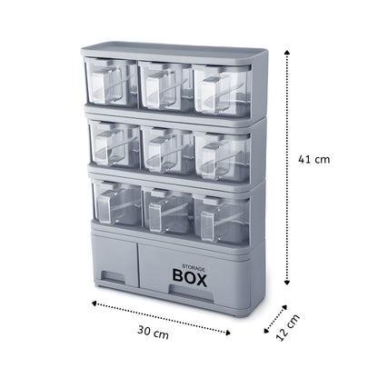 Storage Box Condiments & Spice Rack With 9 Spice Jars And Spoons