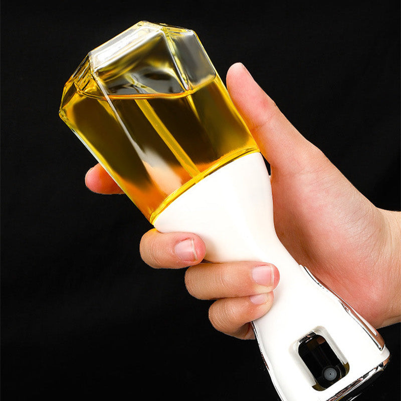 Press Spray Oil Bottle BBQ Glass Bottle Home Kitchen Storage Jar