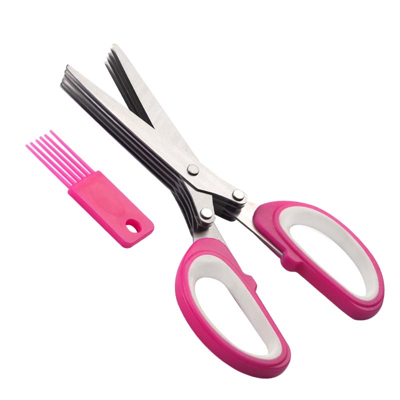 High Quality 7 Inch Multi-Layers Kitchen Scissors With Washing Comb Paper Cutting Scissors Kitchen Cutter Salad Veggie Scissors