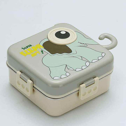 Cute Elephant Square 304 stainless steel lunch box portable auxiliary food box can be heated bento box with soup bowl