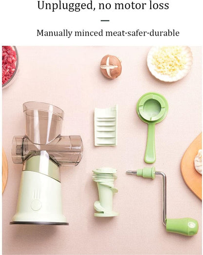 WANY Vegetable chopper, hand crank, multifunction manual chopper, stainless steel blade, floor air pressure, magnetic suction, easy to clean, suitable for meat, vegetables, garlic, pepper.