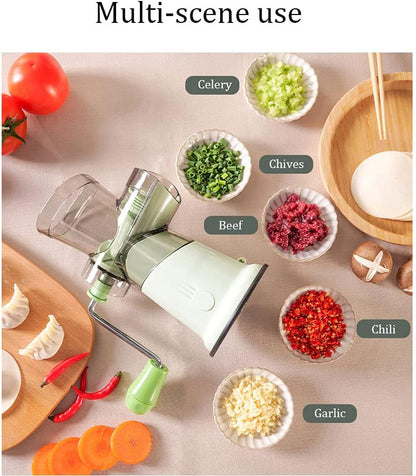 WANY Vegetable chopper, hand crank, multifunction manual chopper, stainless steel blade, floor air pressure, magnetic suction, easy to clean, suitable for meat, vegetables, garlic, pepper.