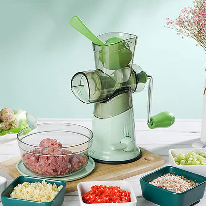 WANY Vegetable chopper, hand crank, multifunction manual chopper, stainless steel blade, floor air pressure, magnetic suction, easy to clean, suitable for meat, vegetables, garlic, pepper.