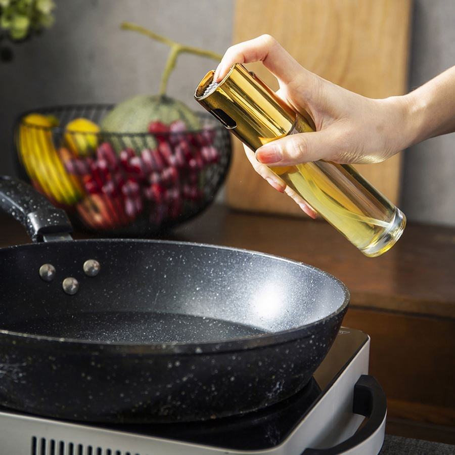 Hand Press Spray Oil Kitchen Cooking Sauce Vinegar Spice Glass Jar Barbecue Oil Dispenser Bottle 100ml