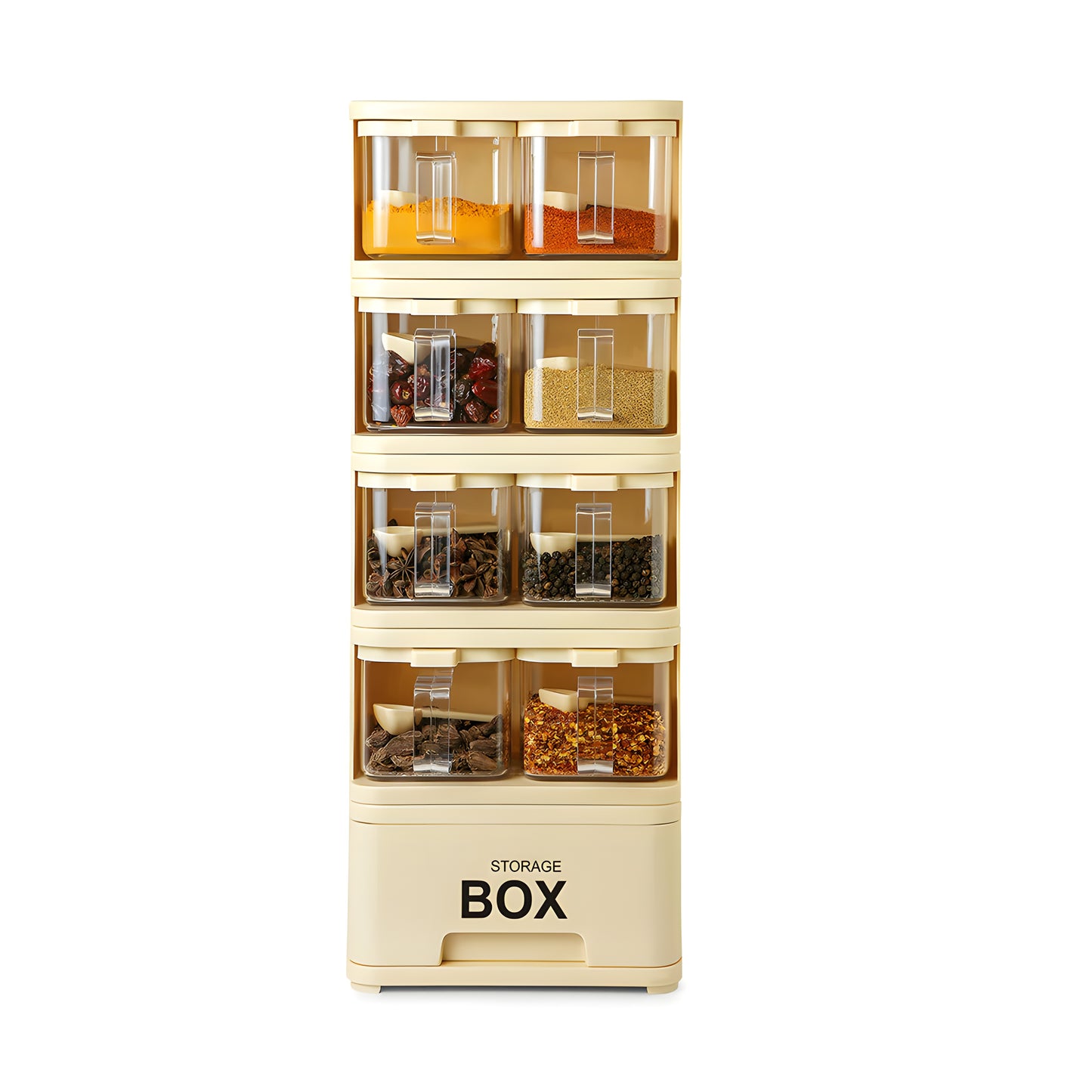 Masala Box - Spice Tower - 8 Crystal Jars