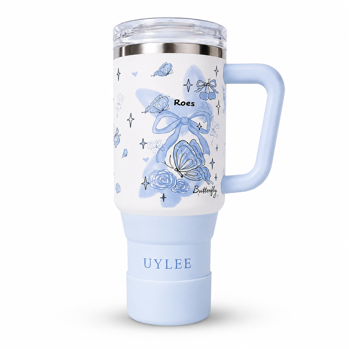 UYLEE Stainless Steel Sky Blue Floral Tumbler