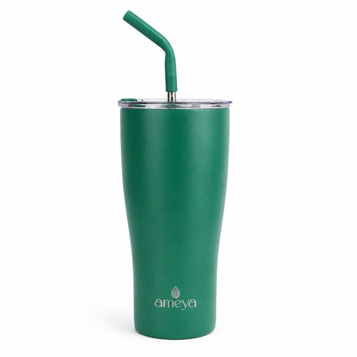 Ameya Midnight Green Vacuum Insulated Tumbler with Straw – 30oz