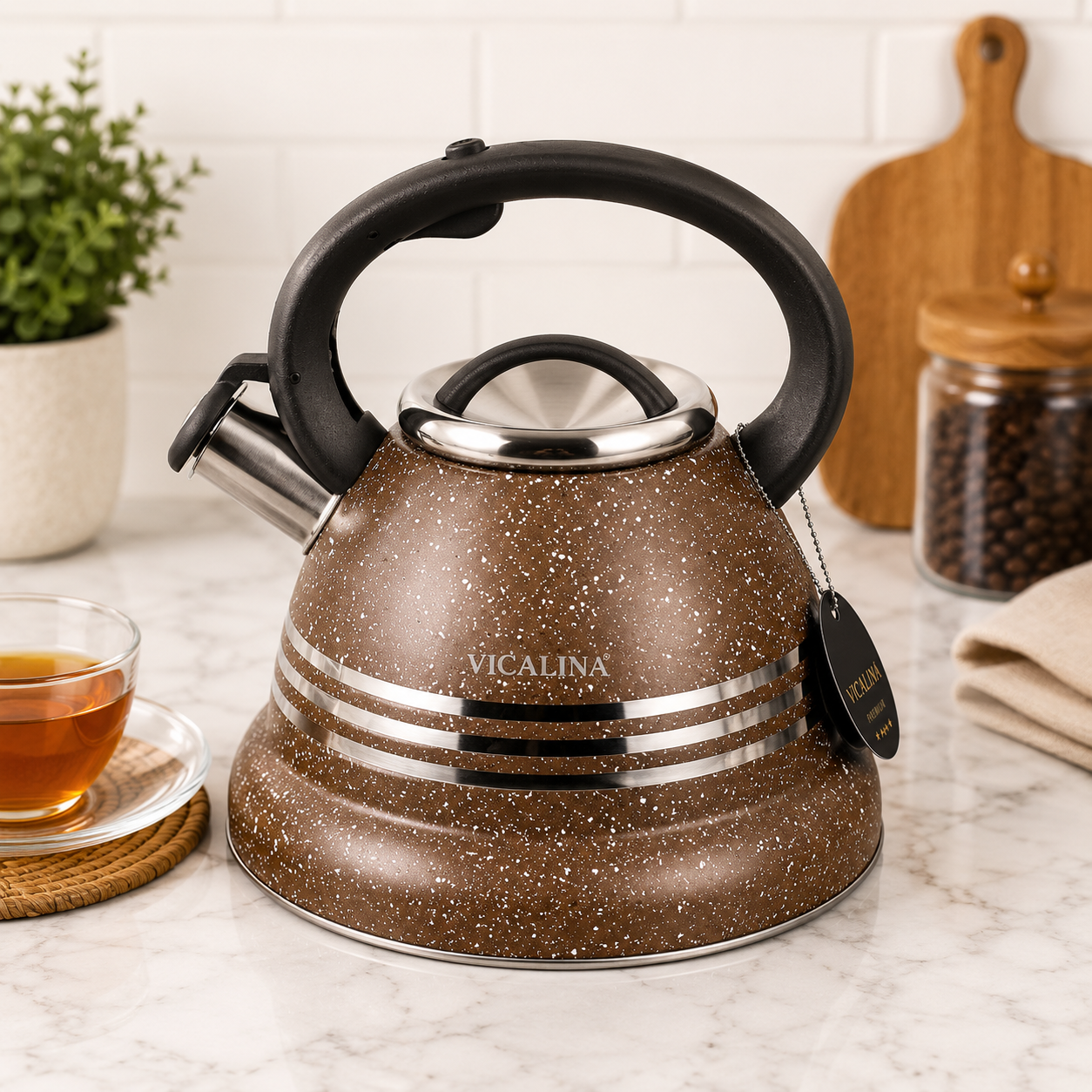 3.5L Stainless Steel Kettle with Unique Marble Coating Design