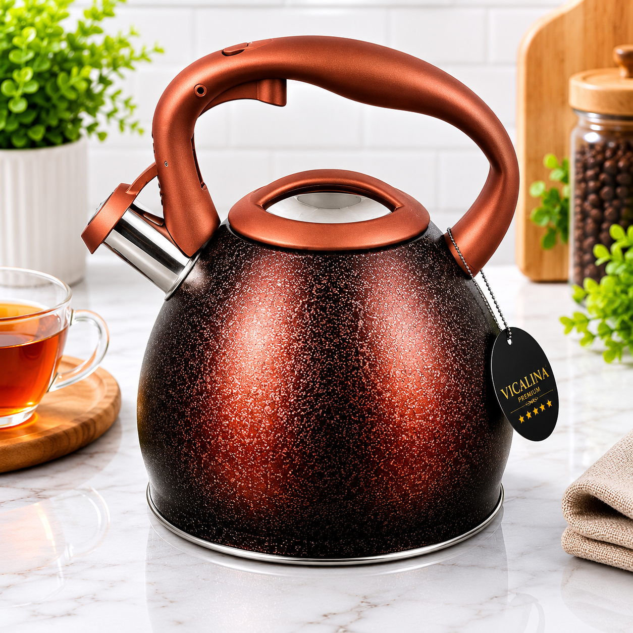 3.5 litres Hausroland Customized Kitchen Whistling Stove Top Metal Stainless Steel Gas Water Kettle Teapots