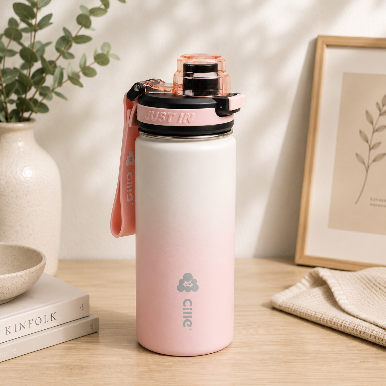 Cille 650ML Bike Sublimation Metal Double Walled Vacuum Flask Stainless Steel Drinking Insulated Water Bottle for Sports