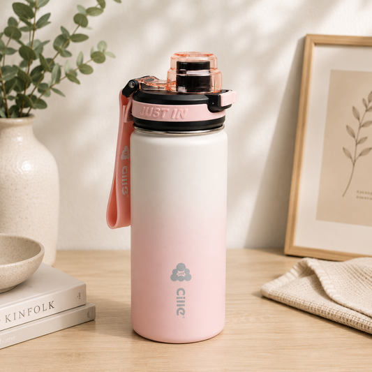 Cille 650ML Bike Sublimation Metal Double Walled Vacuum Flask Stainless Steel Drinking Insulated Water Bottle for Sports