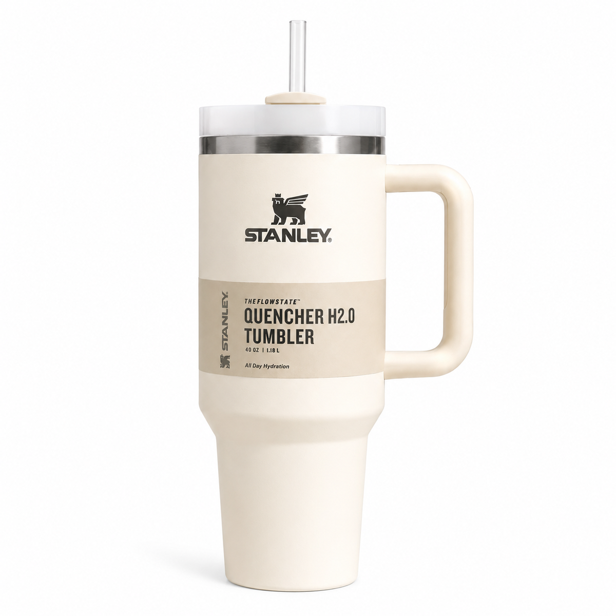Stanley Quencher H2.0  Off White Tumbler 40oz – Vacuum Insulated Travel Mug with Handle & Straw