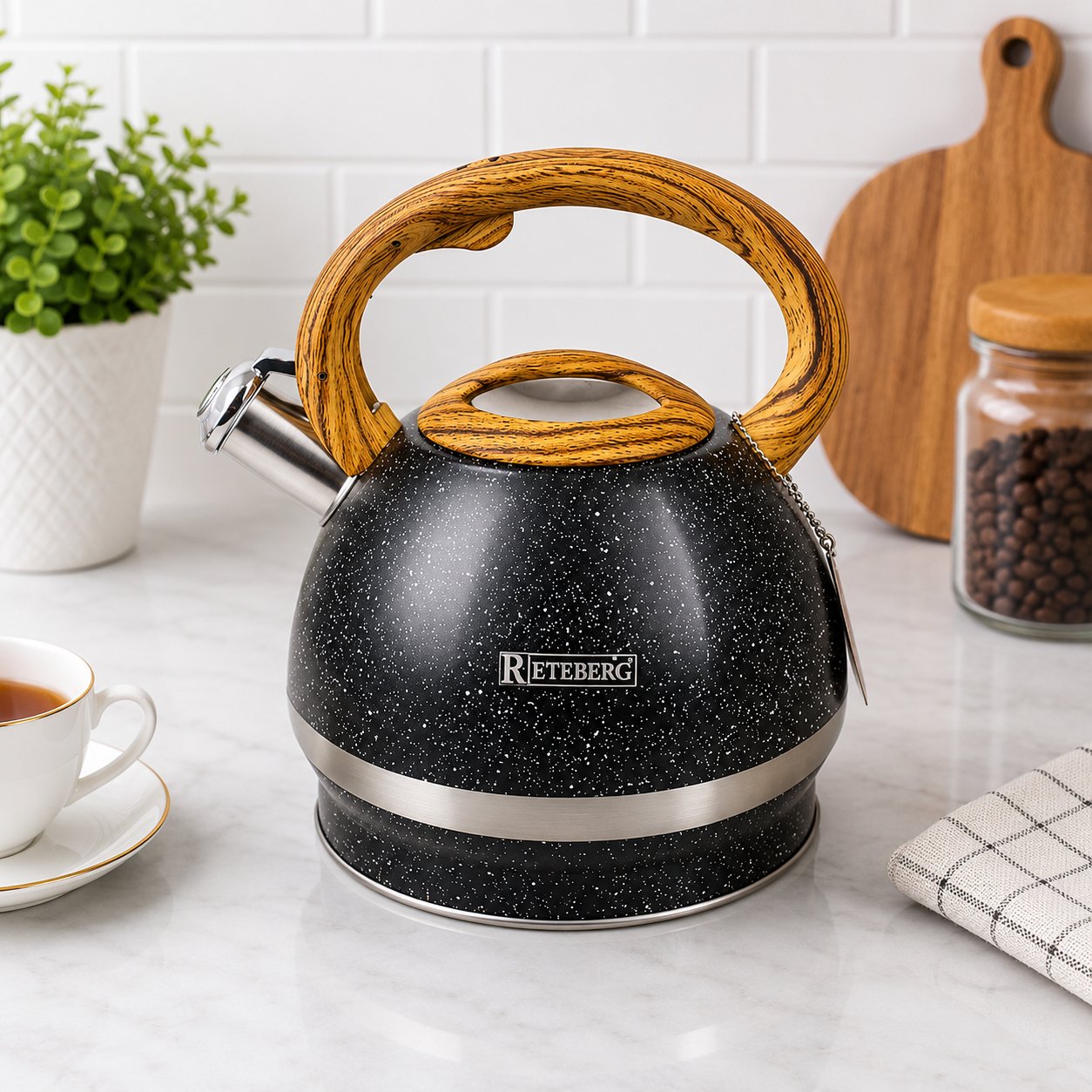 3.5L Stainless Steel Kettle with Unique Marble Coating Design