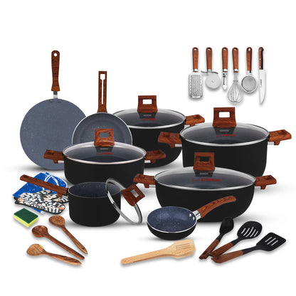 Chef Best Aluminum Non Stick Kitchen Set 29 Pcs New Arrival Cookware Set - Granito Series