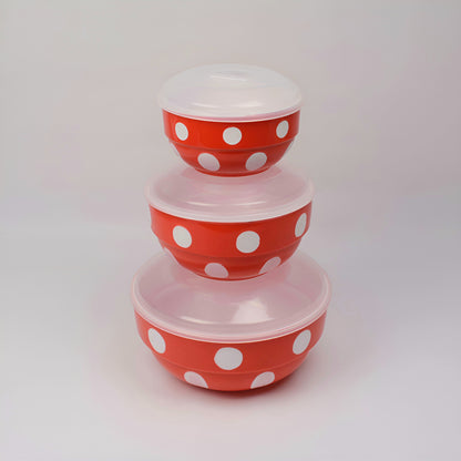 Lavenna Polka Dots Set of 3 Bowls with Lid