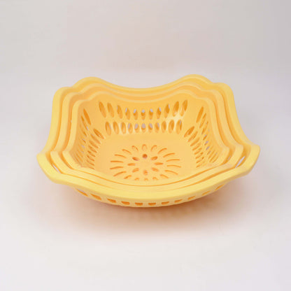 Pack of 3 Stylish Plastic Basket for Fruits and Vegetables Tokri Set for Kitchen Organizer Multi Purpose Good Material