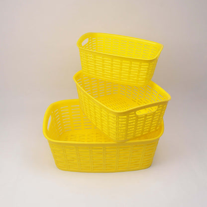 Kiwi Knit Fruit Basket Pack Of 3pcs Plastic Rectangular Shape Set