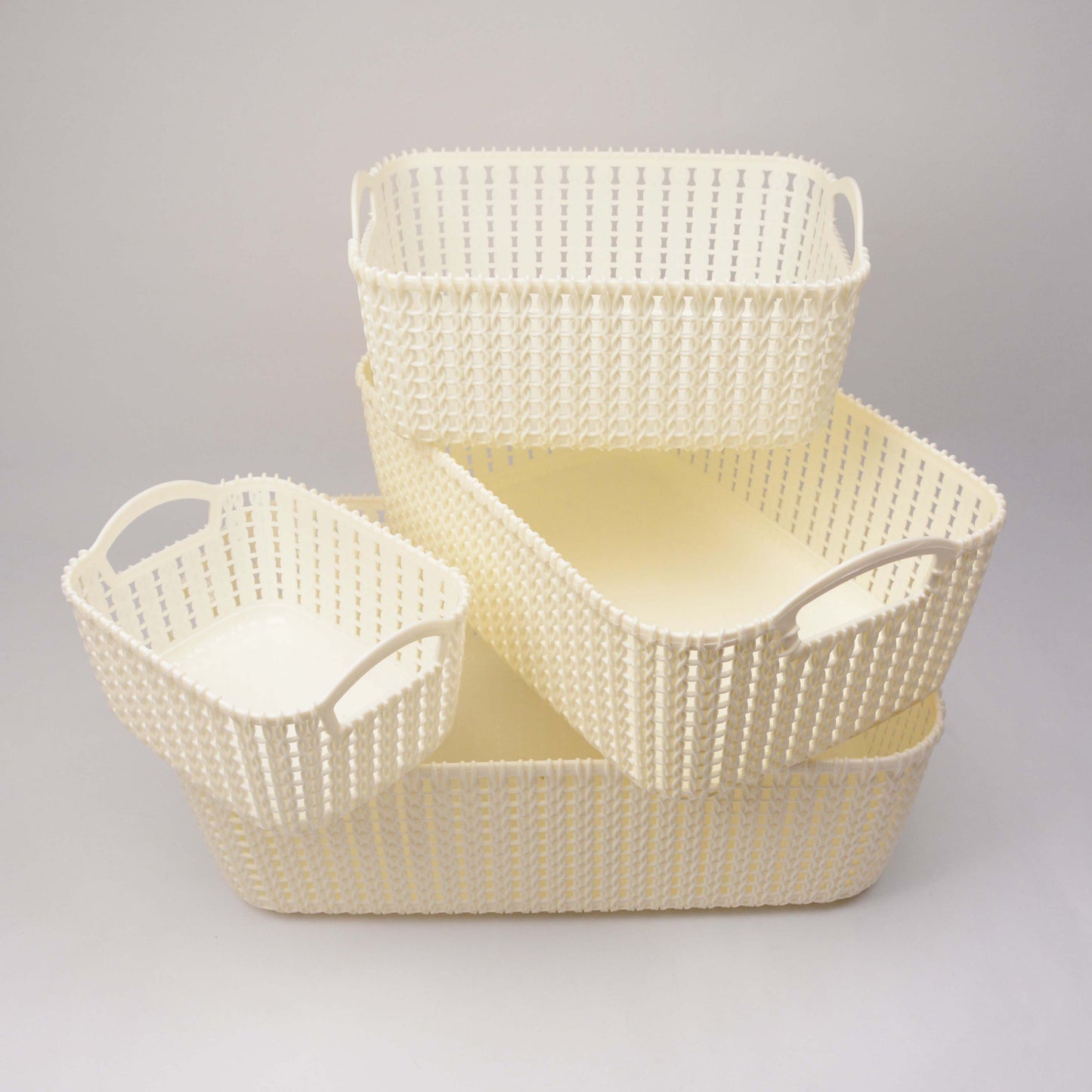 Pack Of 4 Multipurpose Vanity Shelf Storage Basket Plastic