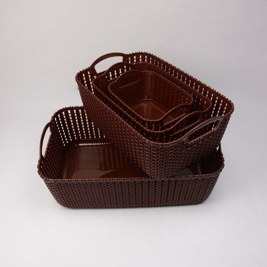 Pack Of 4 Multipurpose Vanity Shelf Storage Basket Plastic