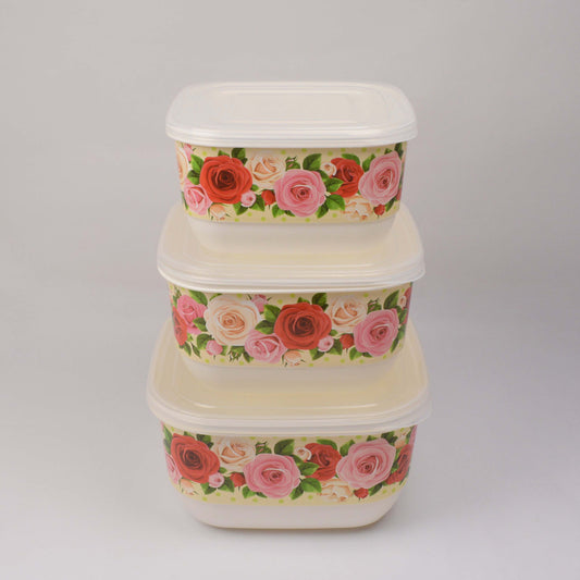 Pack of 3 Multi-Purpose Flower Design Storage Box