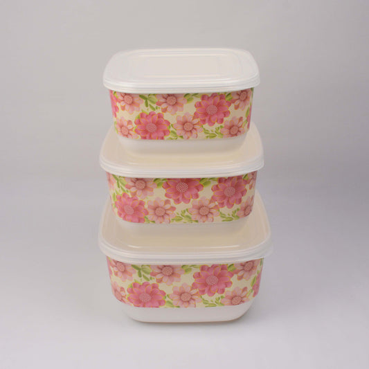 Pack of 3 Multi-Purpose Flower Design Storage Box