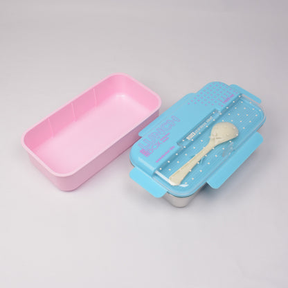 Blue ECO Lunch Box - 600ml with 304 Stainless Steel Spoon [PD][1Pc]    Blue color ECO Lunch Box 600ml capacity 304 stainless steel spoon