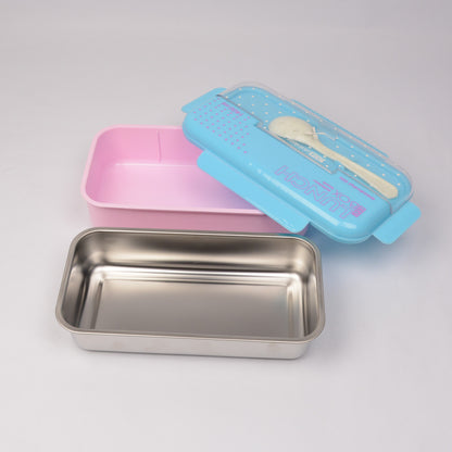 Blue ECO Lunch Box - 600ml with 304 Stainless Steel Spoon [PD][1Pc]    Blue color ECO Lunch Box 600ml capacity 304 stainless steel spoon