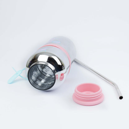 KY New Cute 730ml Mirror Glass Cup with Straw Office Household Minimalist Glass Water Bottle