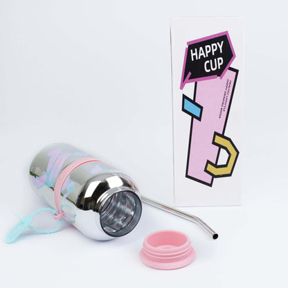 KY New Cute 730ml Mirror Glass Cup with Straw Office Household Minimalist Glass Water Bottle