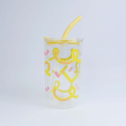 2025 New Cute 730ml Mirror Glass Cup with Straw Office Household Minimalist English Glass Water Bottle