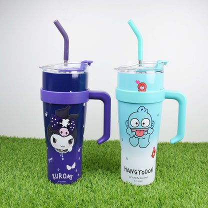 MINISO 1.2L Sanrio Thermos Bottle Cold Ice Cute Hello Kitty Kuromi Cinnamoroll Melody Kids Stainless Steel Water Bottle Straw