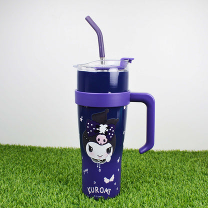 MINISO 1.2L Sanrio Thermos Bottle Cold Ice Cute Hello Kitty Kuromi Cinnamoroll Melody Kids Stainless Steel Water Bottle Straw