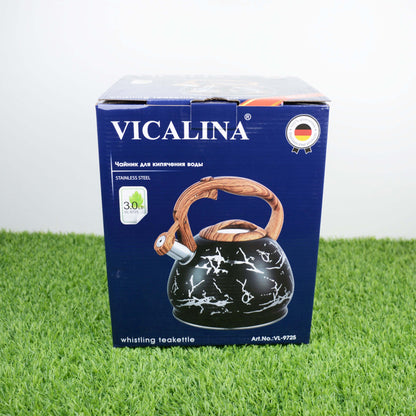 Colorful Painting Bollitore Whistling Kettles 3.0L Stove Top Single Bottom Whistling Kettle with Wooden Handle (Copper)