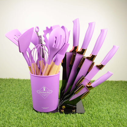 19 Pieces New Design Silicone Kitchen Tools Kitchen Utensil Accessories Kitchenware Cooking Tool Sets with Kitchen Knife