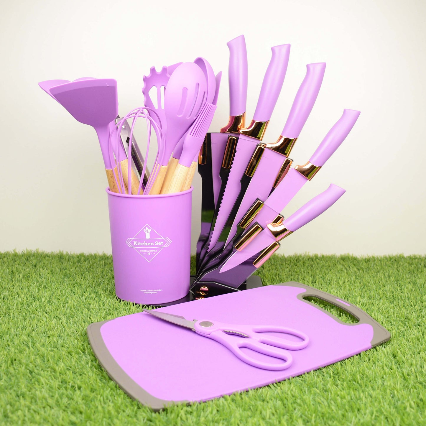 19 Pieces New Design Silicone Kitchen Tools Kitchen Utensil Accessories Kitchenware Cooking Tool Sets with Kitchen Knife