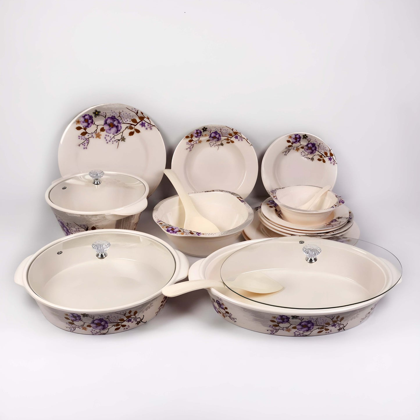 Majestic Luxury Crystal Coated Dinner Ware 72 Pcs Dinning Set - 8 Persons Serving DYNASTY CIRCLE