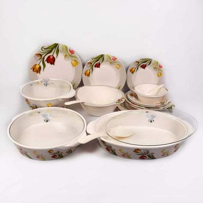 Majestic Luxury Crystal Coated Dinner Ware 72 Pcs Dinning Set - 8 Persons Serving DYNASTY CIRCLE